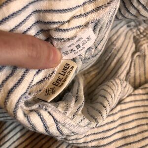 Epic Linen Striped Linen Pants-Cream with Navy Stripes